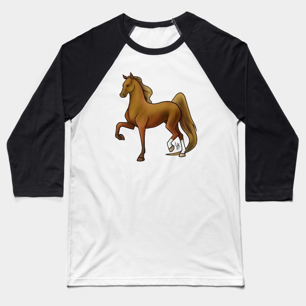 Horse - American Saddlebred - Chestnut Baseball T-Shirt by Jen's Dogs Custom Gifts and Designs